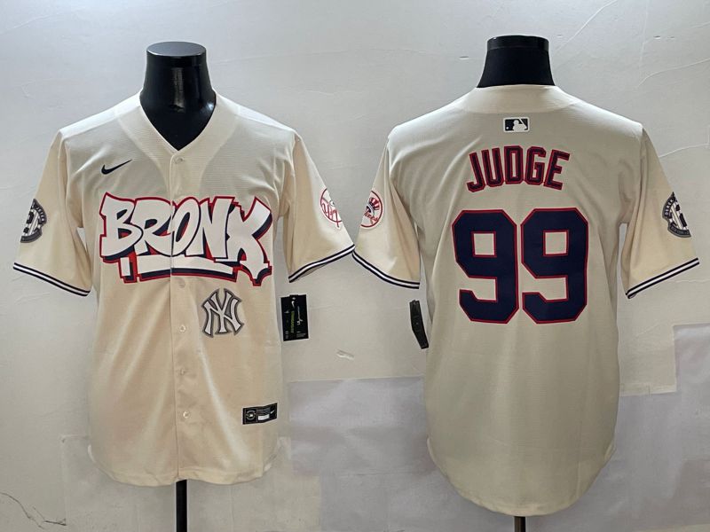 Men New York Yankees #99 Judge Cream four generations Joint Name 2025 Nike MLB Jersey style 4118->new york yankees->MLB Jersey